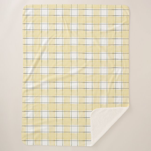 Manta Sherpa Mantequilla Amarillo Tiras Tiradas Blancas Cumplea (Anverso)