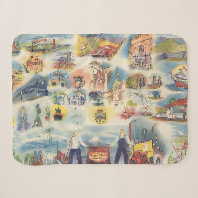 Manta Sherpa Mapa alegórico de Ciudad de México y de (Anverso (horizontal))
