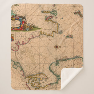 Manta Sherpa Mapa antiguo antiguo inspirado (1)