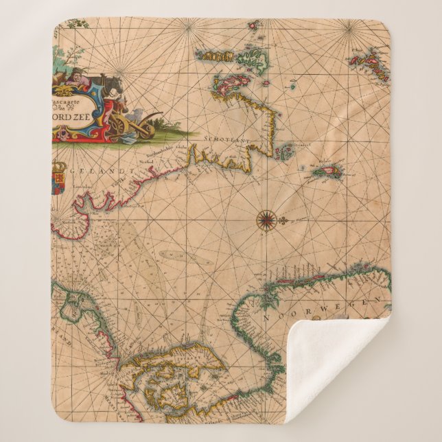 Manta Sherpa Mapa antiguo antiguo inspirado (1) (Anverso)