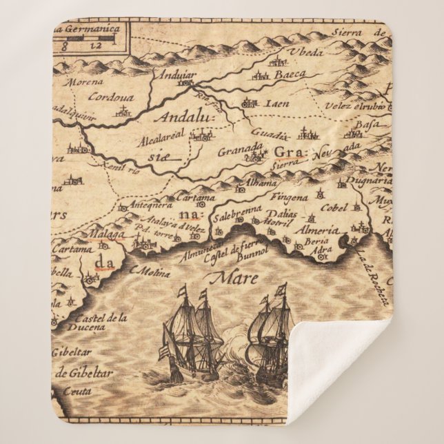 Manta Sherpa Mapa antiguo inspirado (3) (Anverso)