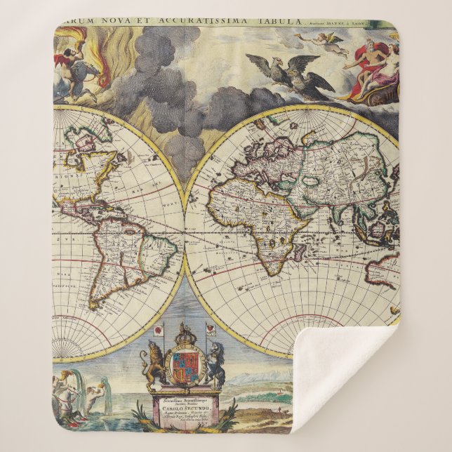 Manta Sherpa Mapa antiguo inspirado (4) (Anverso)