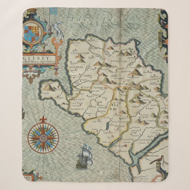 Manta Sherpa Mapa antiguo inspirado (7) (Anverso)