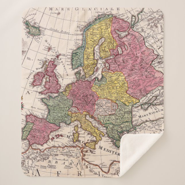 Manta Sherpa Mapa antiguo inspirado (9) (Anverso)