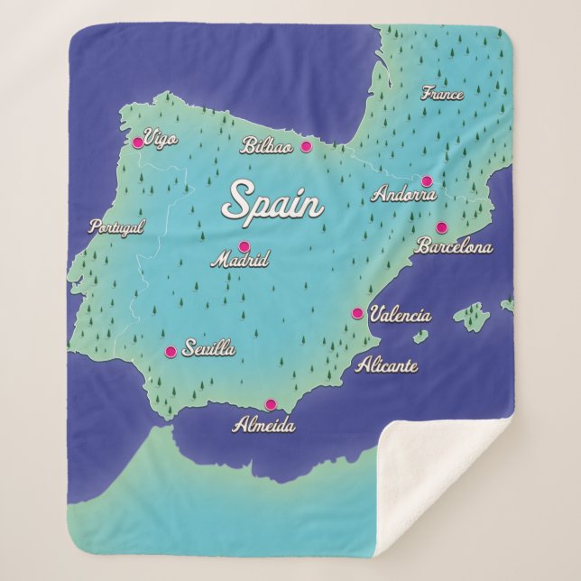 Manta Sherpa Mapa Clásico De España (Anverso)