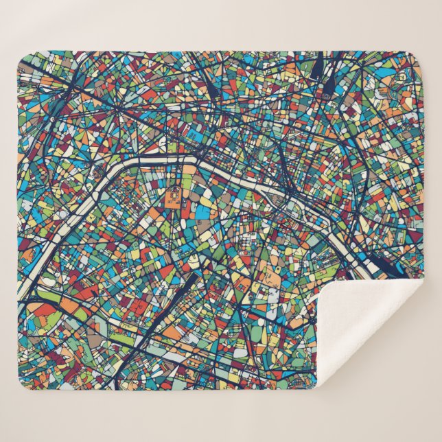 Manta Sherpa Mapa colorido de París Francia el | (Anverso (horizontal))