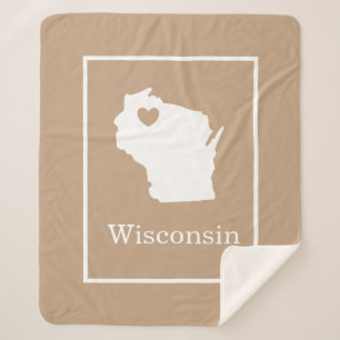 Manta Sherpa Mapa de estado de Wisconsin con forma de corazón