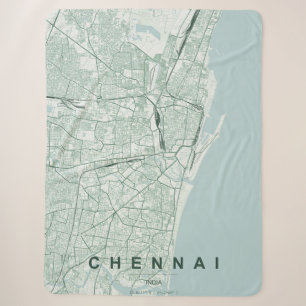 Manta Sherpa Mapa de la ciudad de Chennai India Diseño Mínimo