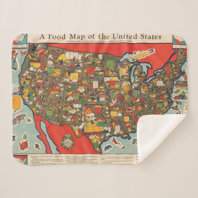 Manta Sherpa Mapa de la comida de los Estados Unidos (Anverso (horizontal))