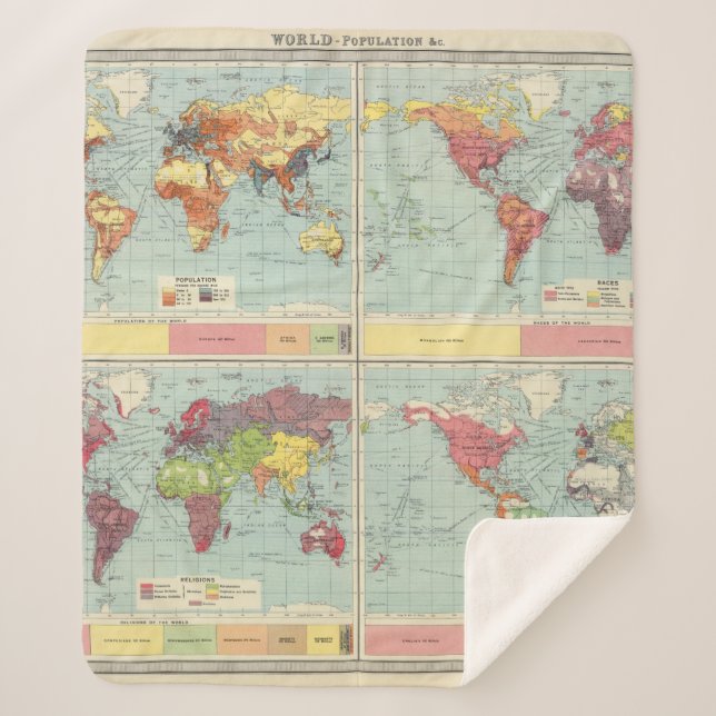 Manta Sherpa Mapa de la población de mundo (Anverso)