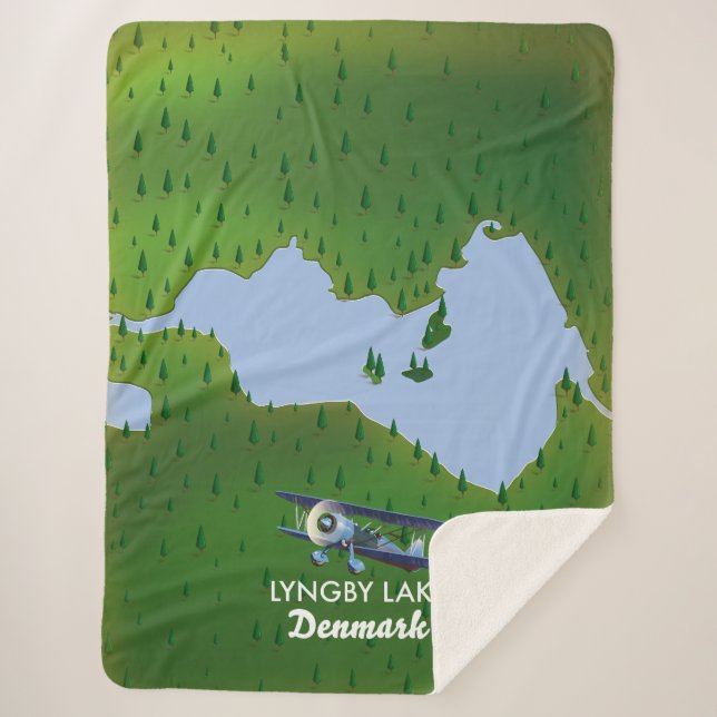 Manta Sherpa Mapa de Lyngby Lake Dinamarca (Anverso)