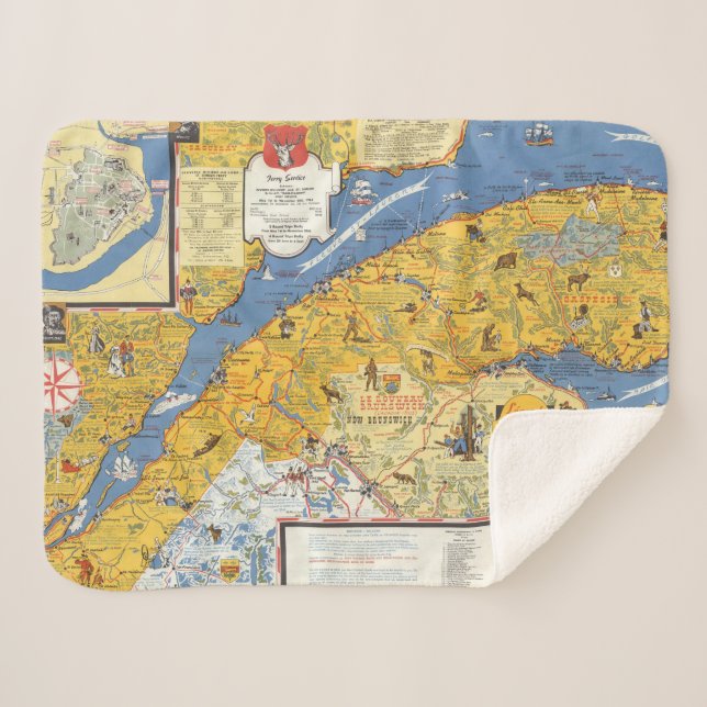 Manta Sherpa Mapa de Vacanes, Quebec, Gaspesie (Canadá) (Anverso (horizontal))