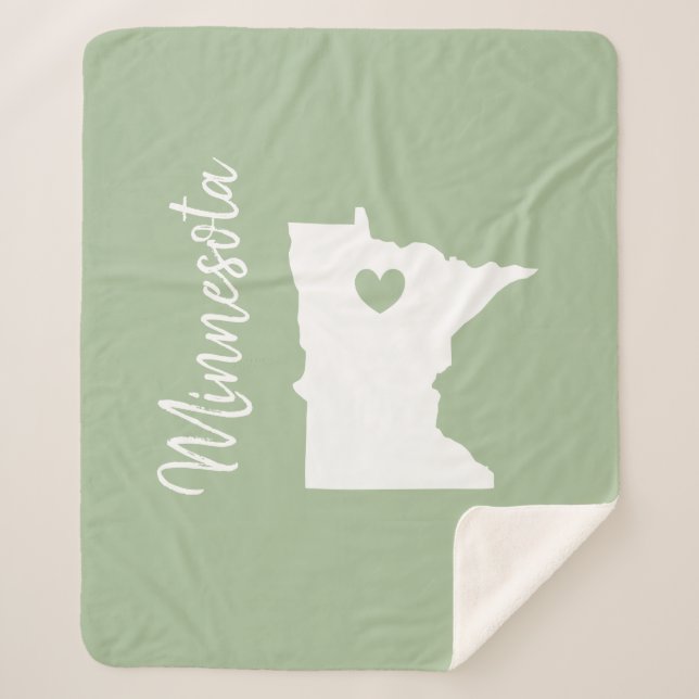 Manta Sherpa Mapa del estado de Minnesota ama casa (Anverso)