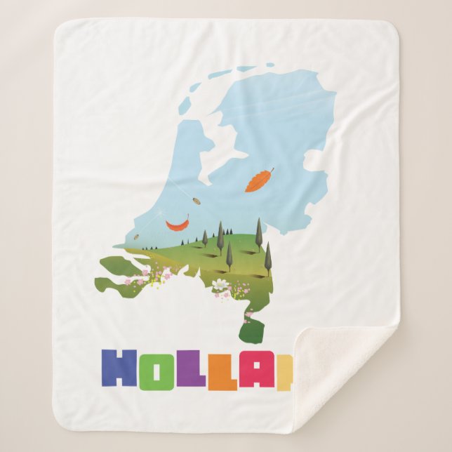Manta Sherpa Mapa del personalizado de Holland (Anverso)