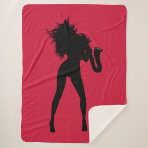 Manta Sherpa Mapa del Sherpa Rojo con jugadora saxofonesa