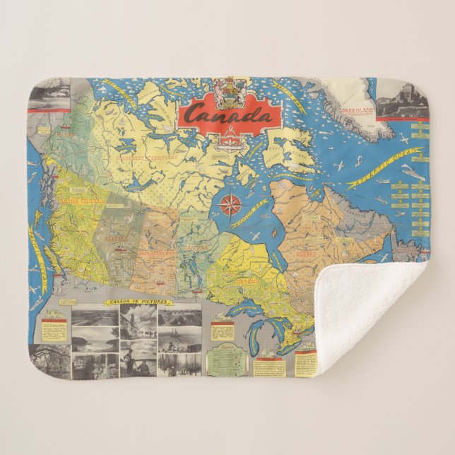 Manta Sherpa Mapa ilustrado de Canadá - señales (Anverso (horizontal))