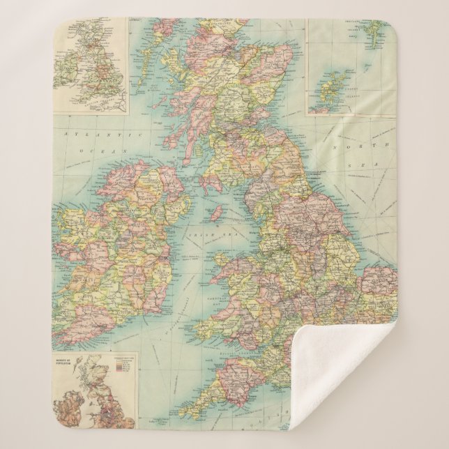 Manta Sherpa Mapa político de las islas británicas (Anverso)