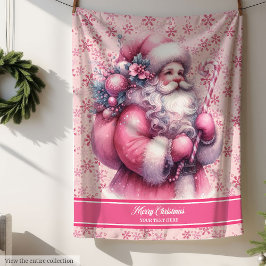 Manta Sherpa Mapa rosa de Santa Claus para el nombre personaliz