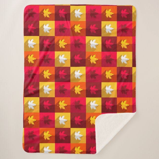 Manta Sherpa Maple de otoño deja un brillante mosaico (Anverso)
