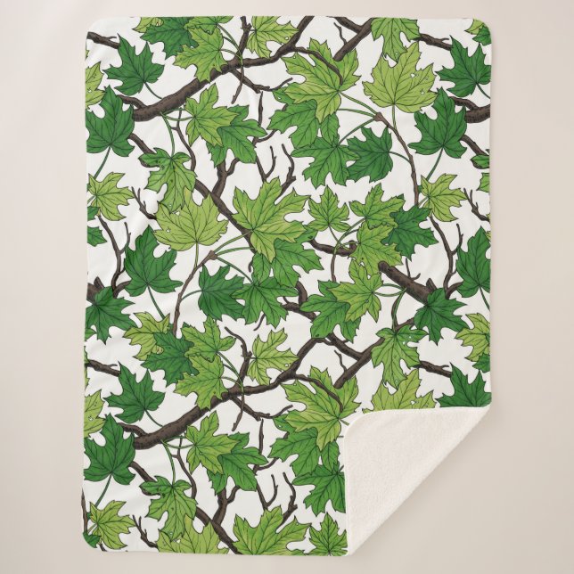 Manta Sherpa Maple leaves on white (Anverso)