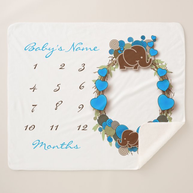 Manta Sherpa Maqueta de bebé hito - Elefante (Anverso (horizontal))