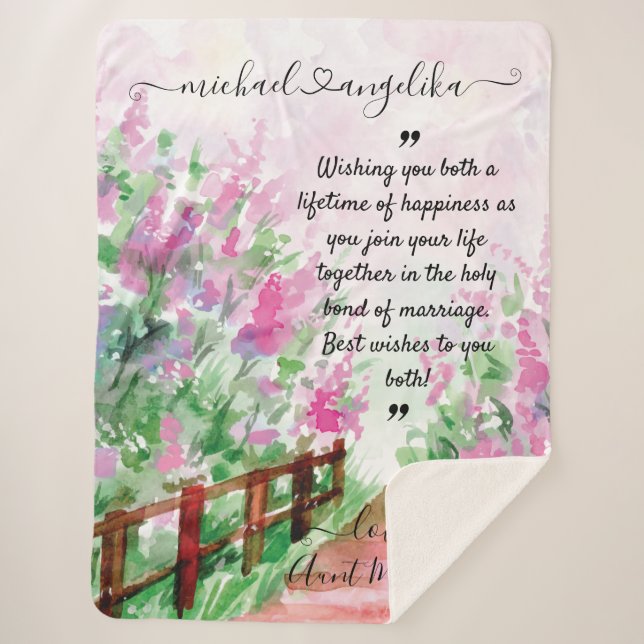 Manta Sherpa Maqueta de mensajes de Personalizado floral para r (Anverso)