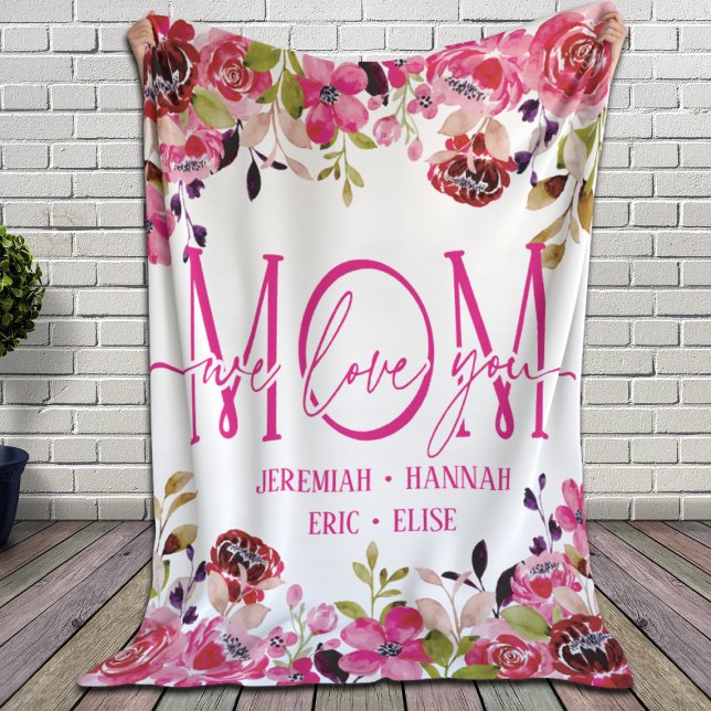 Manta Sherpa Maqueta personalizada para mamá con flores Rubor (Subido por el creador)
