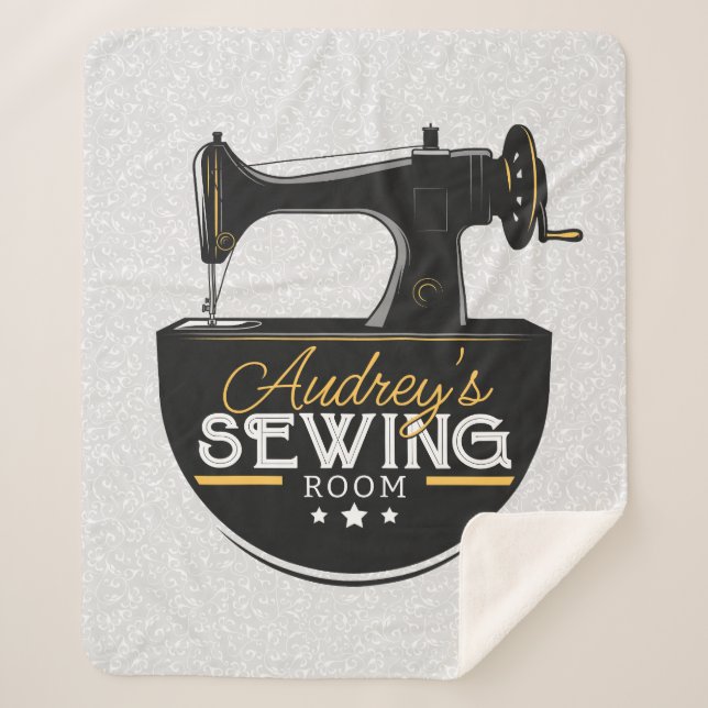 Manta Sherpa Máquina de coser antigua AÑADIR NOMBRE Sombrero sa (Anverso)