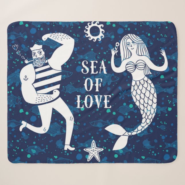 Manta Sherpa Mar del poster del amor (Anverso (horizontal))