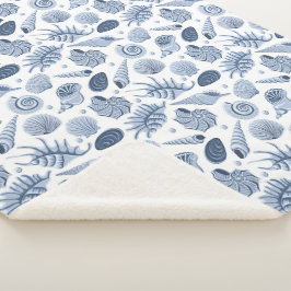 Manta Sherpa Maravillas dibujadas a mano azul en blanco