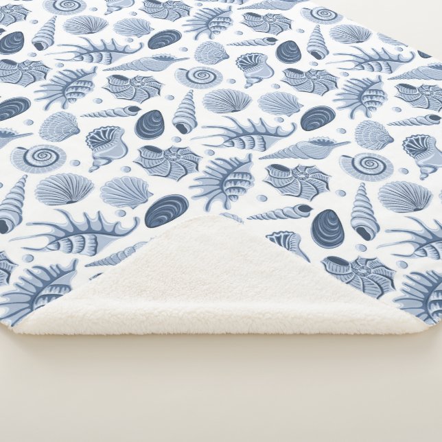 Manta Sherpa Maravillas dibujadas a mano azul en blanco (3/4)