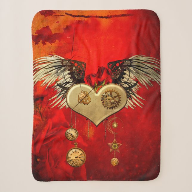 Manta Sherpa Maravilloso corazón de steampunk (Anverso)