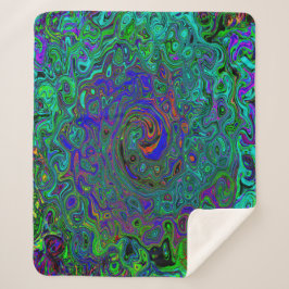 Manta Sherpa Marble azul y acuamarina Resumen Swirte retro