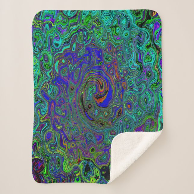 Manta Sherpa Marble azul y acuamarina Resumen Swirte retro (Anverso)