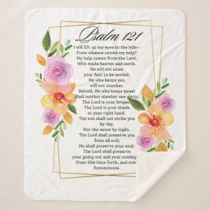 Manta Sherpa Marco Geométrico Floral Psalm 121