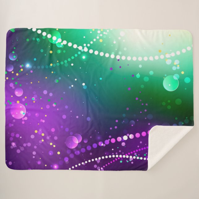 Manta Sherpa Mardi Gras Festive Purple Background (Anverso (horizontal))