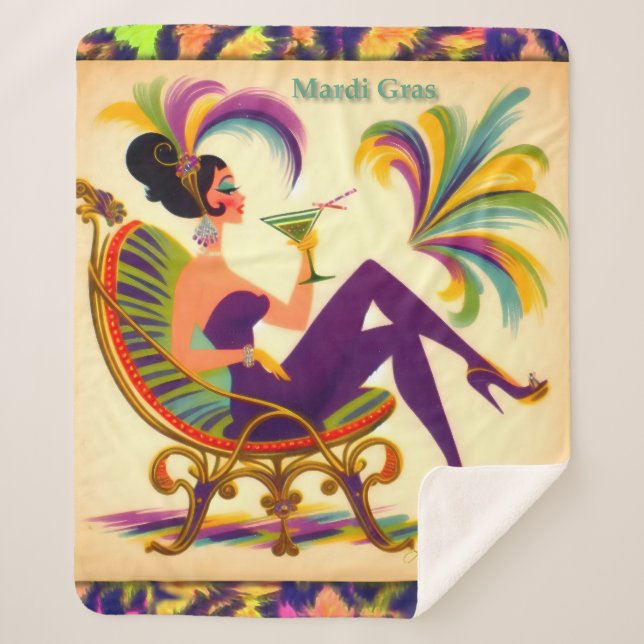 Manta Sherpa Mardi Gras Martini futurista de mediados de siglo (Anverso)
