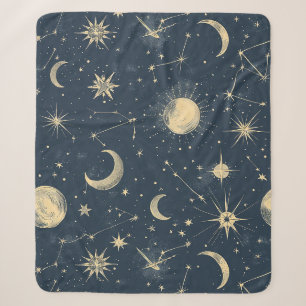 Manta Sherpa Marfil Antiguo Mapa Celeste de la Luna Estrellas N