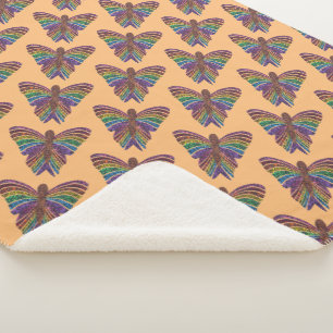 Manta Sherpa Mariposa arcoiris (naranja) - Sherpa Blanket