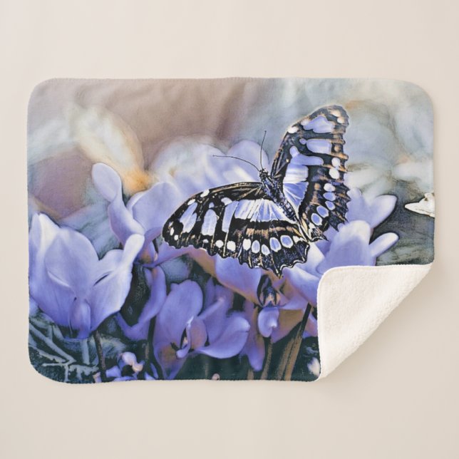 Manta Sherpa Mariposa azul (Anverso (horizontal))