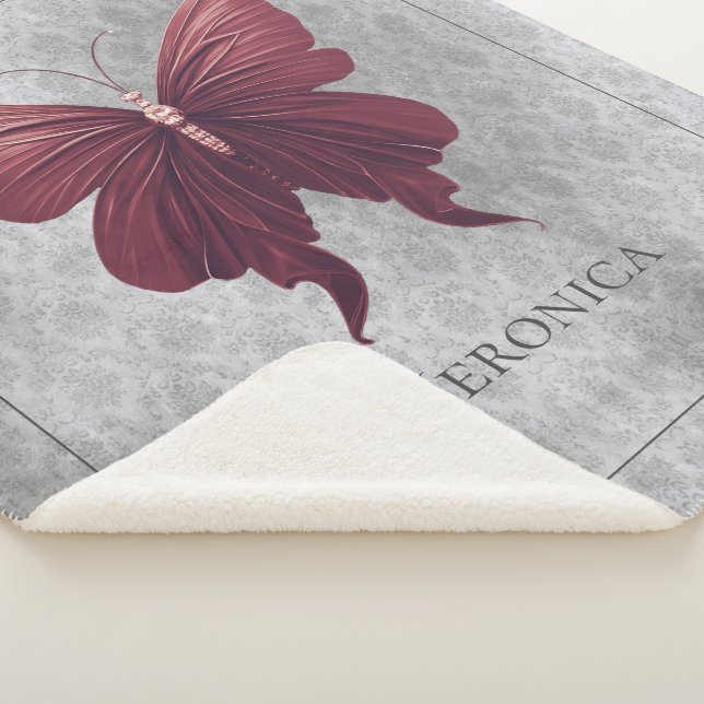 Manta Sherpa Mariposa de Jeweld Rojo (3/4)