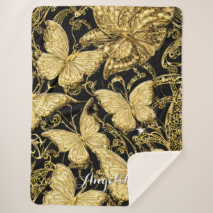 Manta Sherpa Mariposa de nombre personalizado