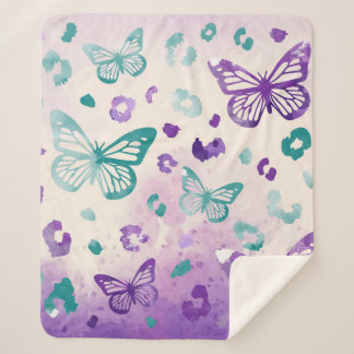 Manta Sherpa Mariposa Leopardo Blanco