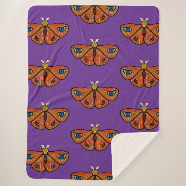 Manta Sherpa Mariposa Mística con Ojos (Anverso)