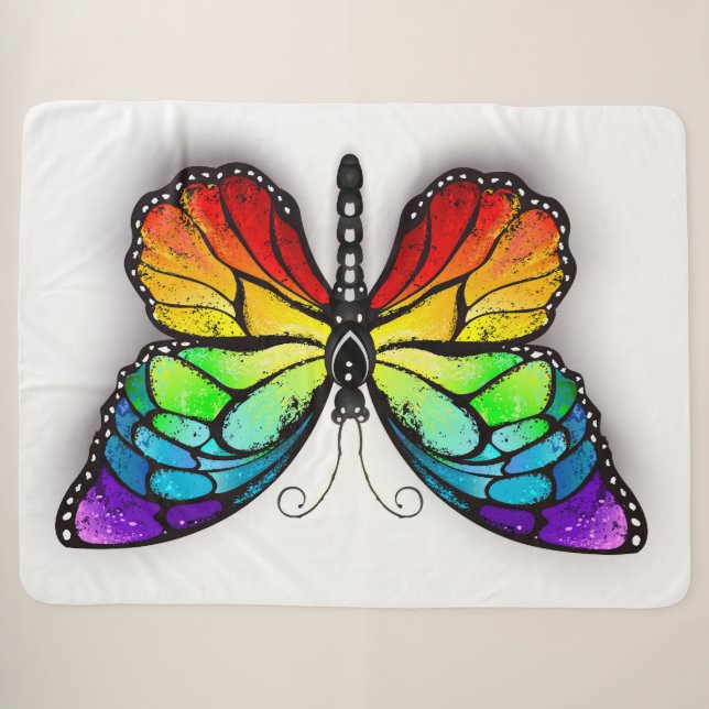 Manta Sherpa Mariposa monarca arcoíris (Anverso (horizontal))