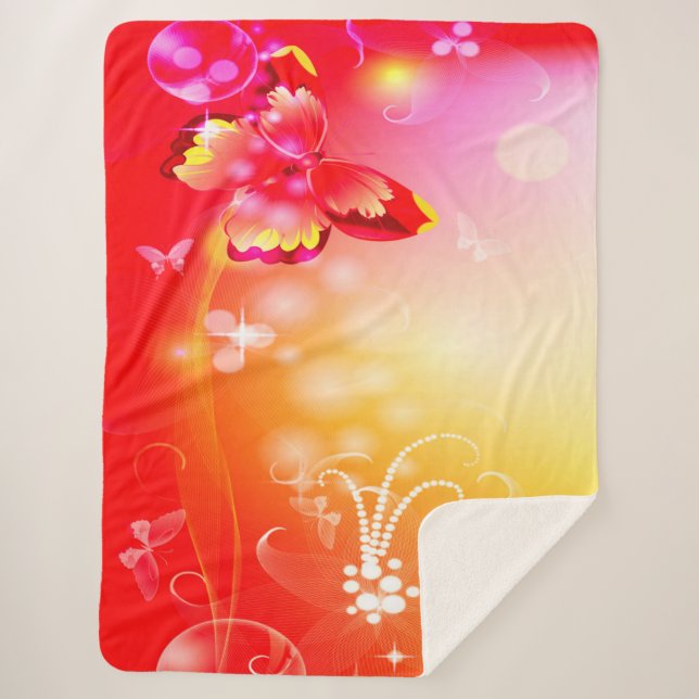 Manta Sherpa Mariposa roja (Anverso)