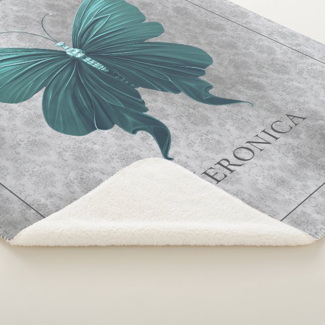 Manta Sherpa Mariposa verde azulada (3/4)