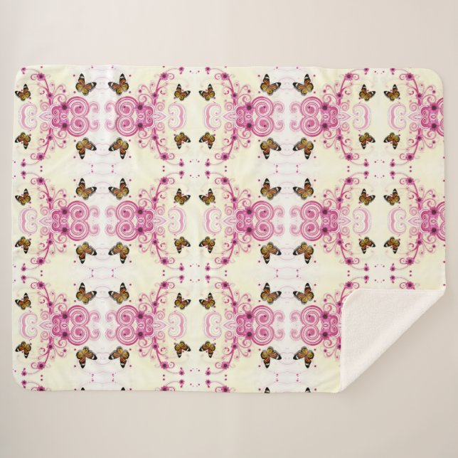 Manta Sherpa Mariposas abstractas (Anverso (horizontal))
