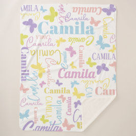 Manta Sherpa Mariposas arcoiris silenciadas nombre personalizad