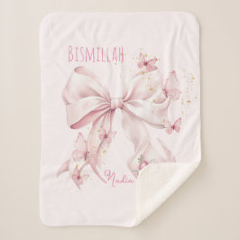 Manta Sherpa Mariposas con lazo rosa